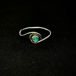 Elegant Silver Cape Cod Wave Ring with Lab Created Opal Stone